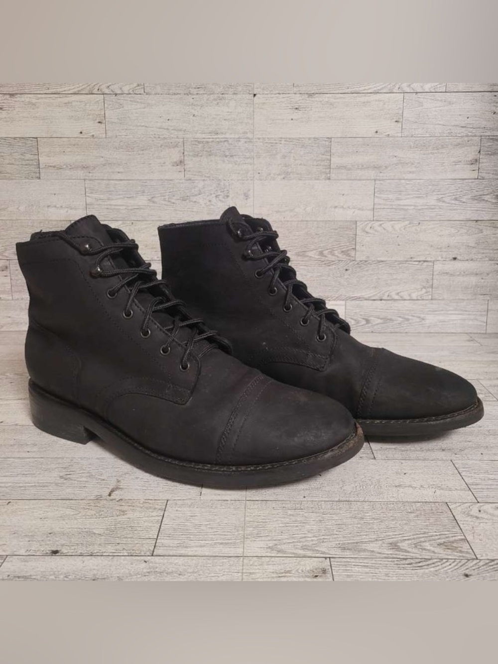 Men's Thursday Captain Black Matte Leather Cap Toe Biker Combat Boots Size 12 - Picture 2 of 10